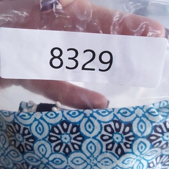 SAINT TROPEZ WEST Womens Top Small Blue Floral Pullover Tunic Crochet Woven Trim - Picture 9 of 9